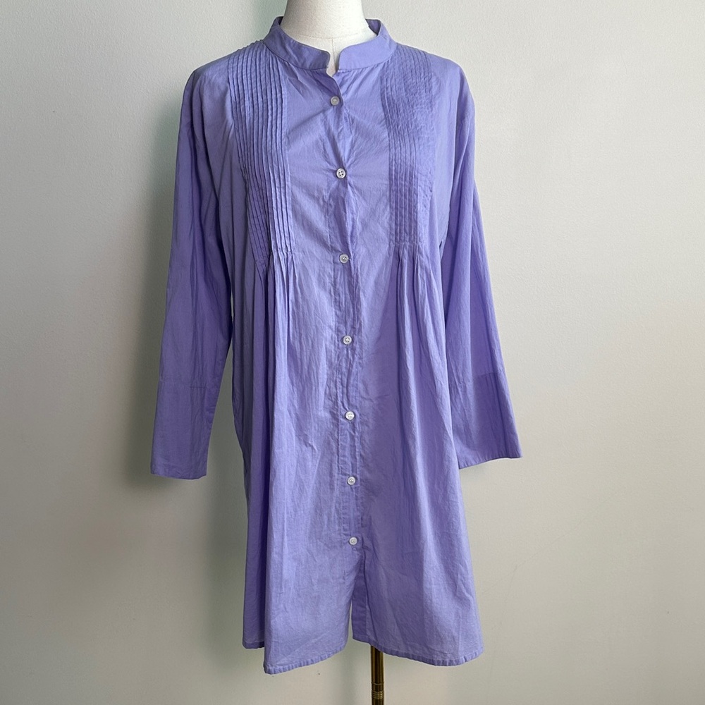 Madison Matthews 100% Cotton Shirt Dress Lavender Prairie Cottagecore Spring